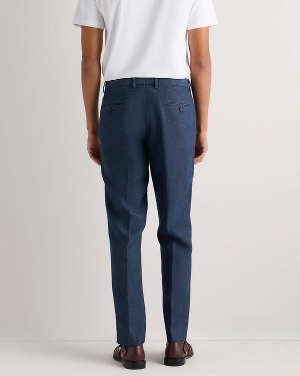 100% European Linen Tailored Dress Pants - 30X30 / Washed Navy