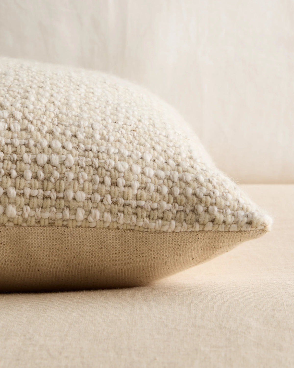 Wool Linen Textured Pillow Cover - 20x20 / Ivory