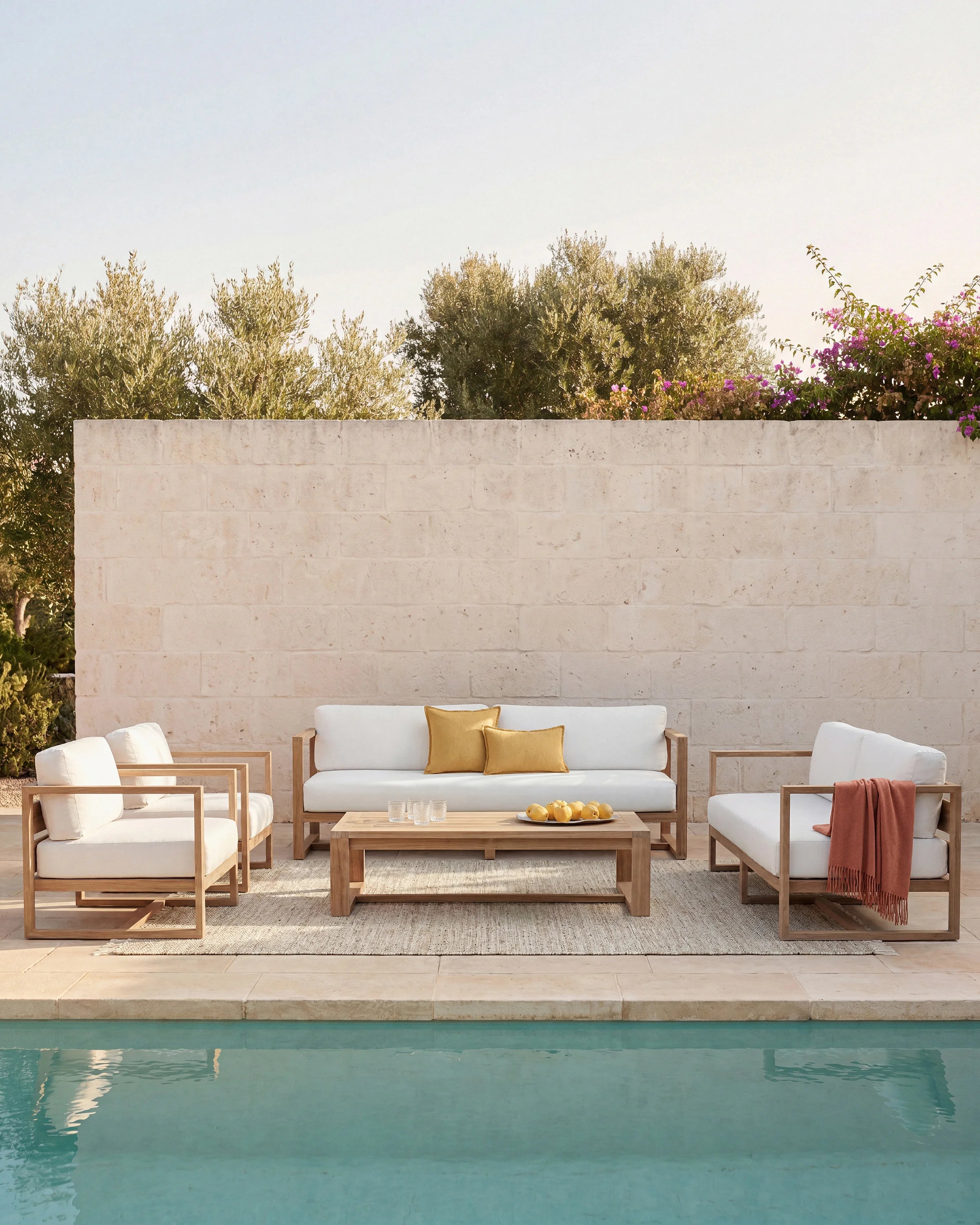Linear Solid Teak Outdoor Sofa - 65" / Natural Teak Secondary image