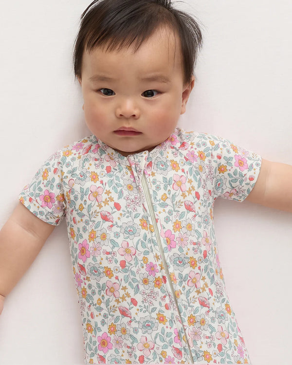 Bamboo Shortie Onesie Pajama - 0-3M / Blue Cars