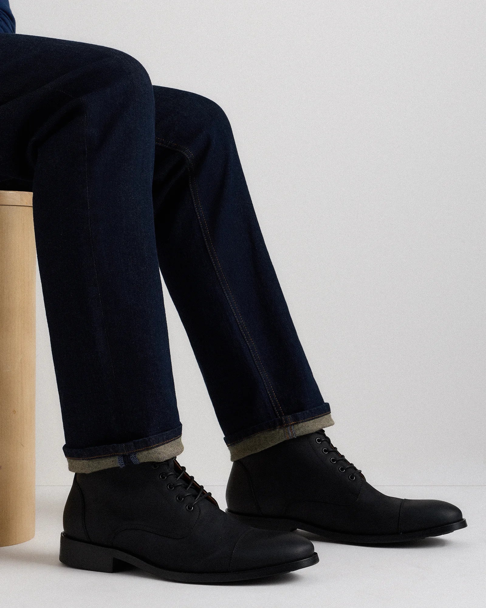 Crafted Leather Cap Toe Lace Up Boot - 7 / Matte Black Secondary image