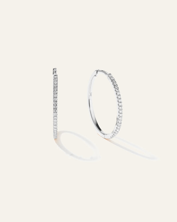 14K Gold Diamond Pave Hoops - One Size / Yellow Gold