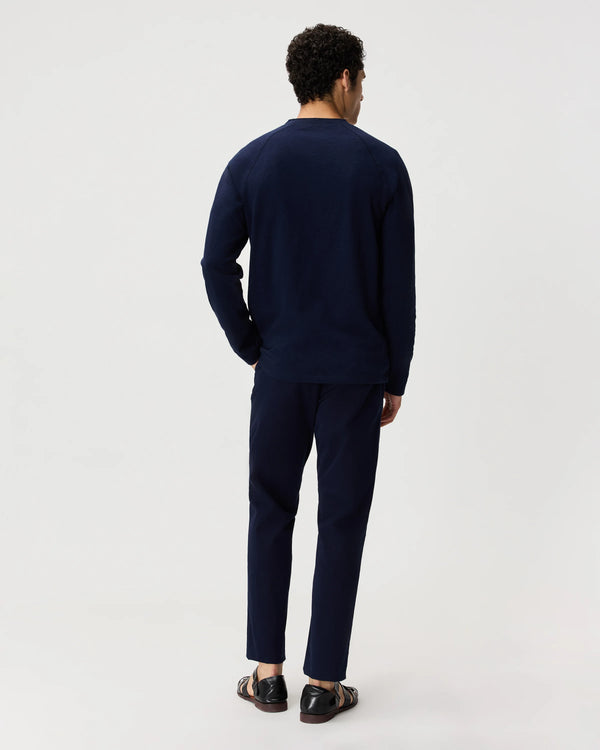 100% Organic Cotton Slub Long Sleeve Henley - S / Deep Navy