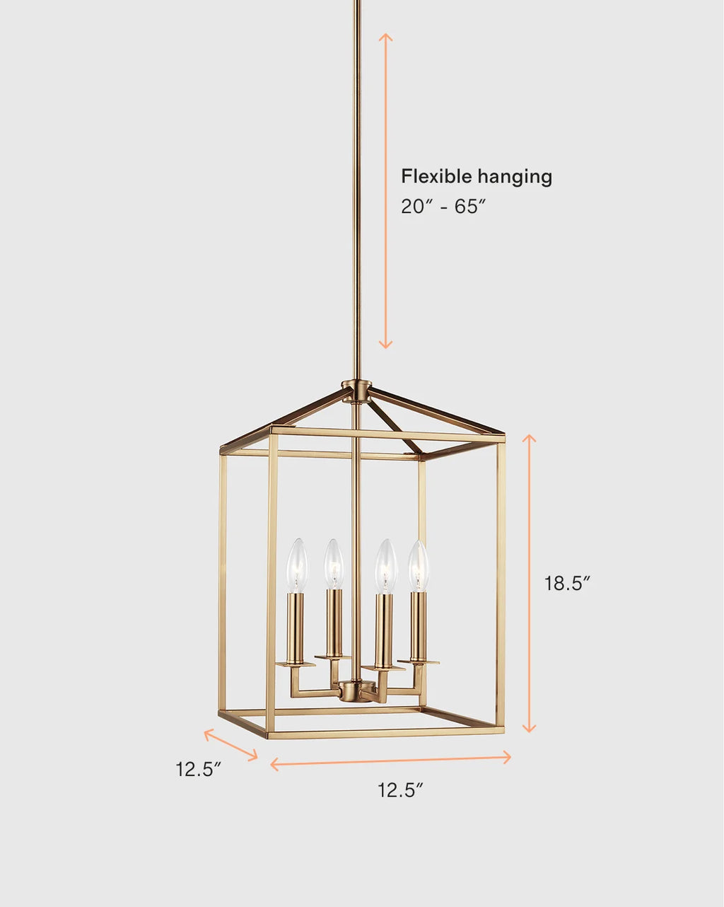 Steel Lantern Pendant Light - Small / Brass