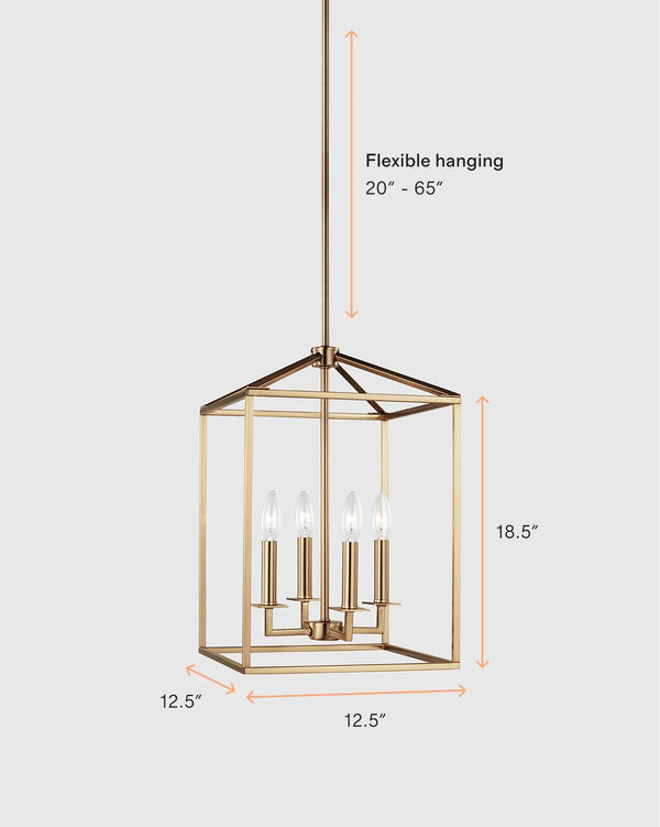 Steel Lantern Pendant Light - Small / Brass