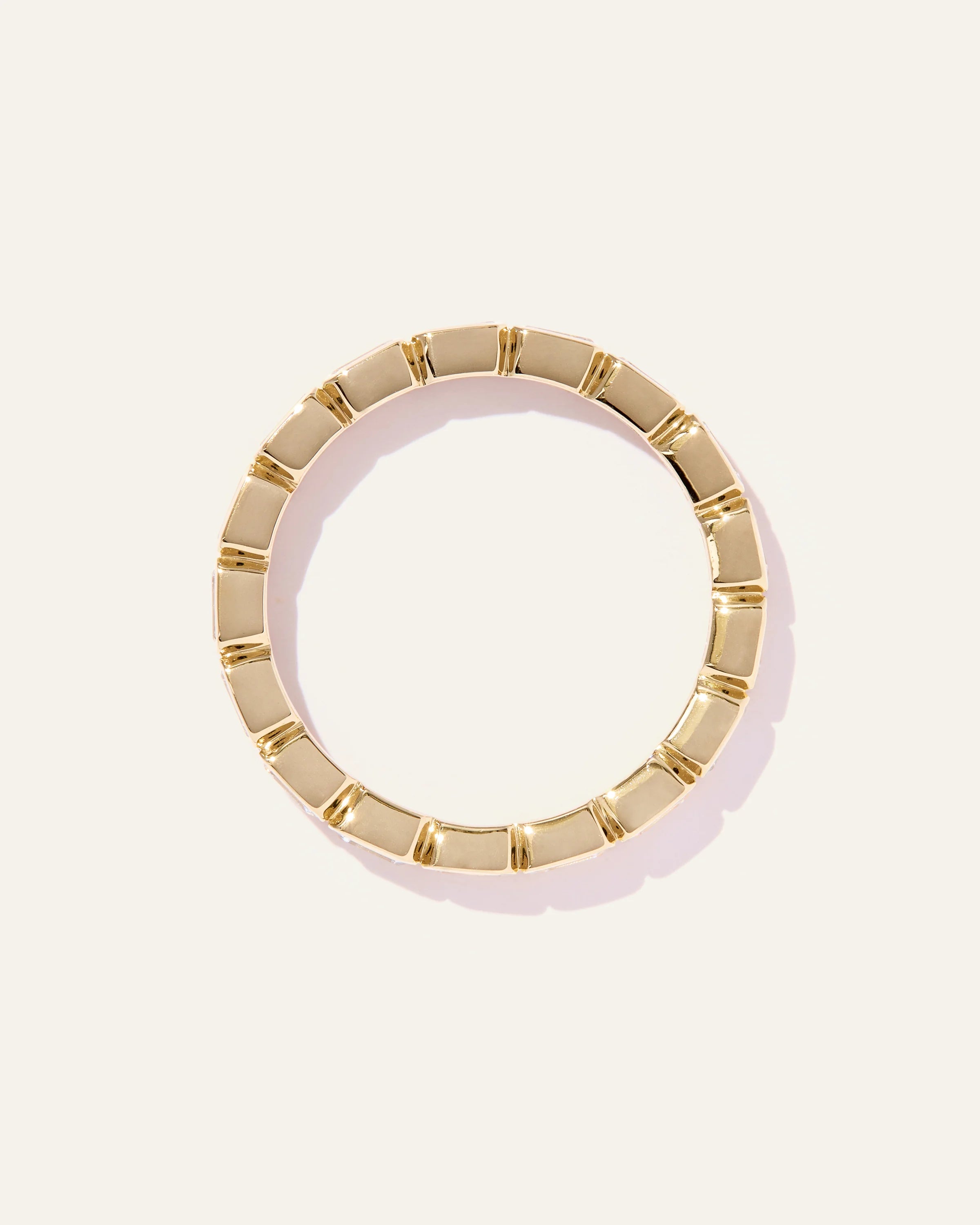 Women's Lab Grown Diamond Emerald East-West Bezel Eternity Band Rings in Yellow Gold - 4 / Yellow Gold Secondary image