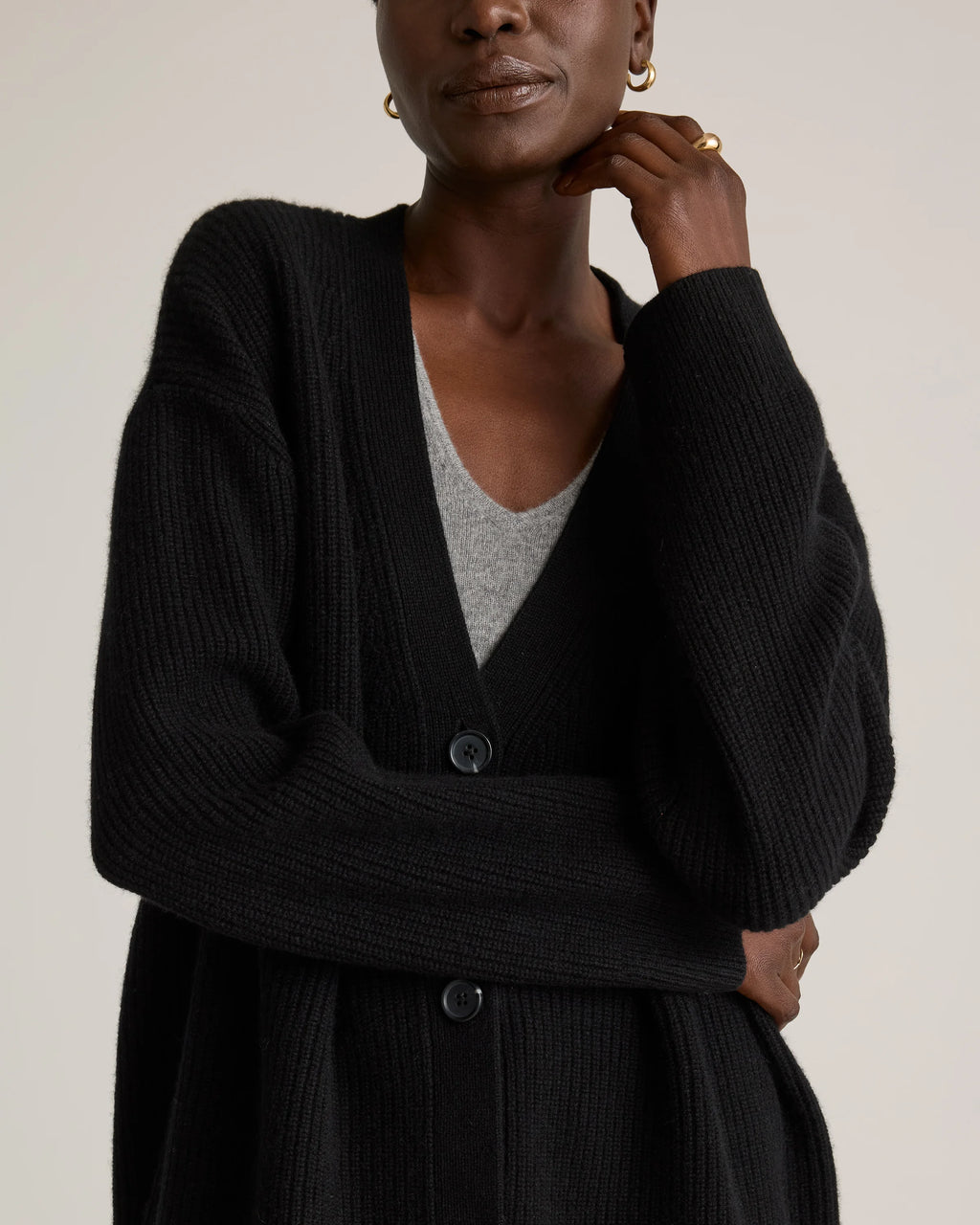Mongolian Cashmere Oversized Boyfriend Cardigan Sweater - XS / Brown