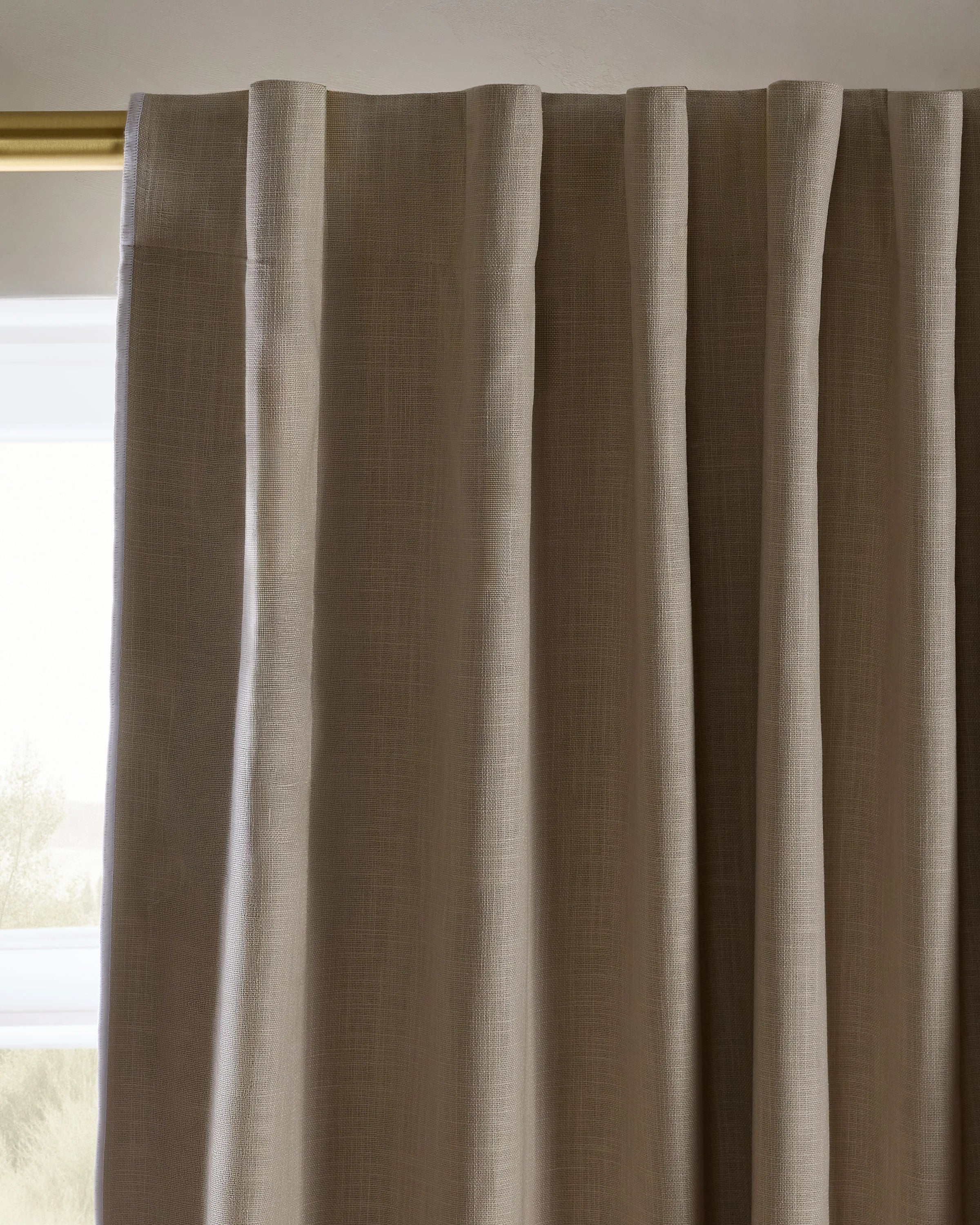 Piped Edge Cotton True Blackout Curtain - Single Panel - 48x84 / Natural/White Piping Secondary image