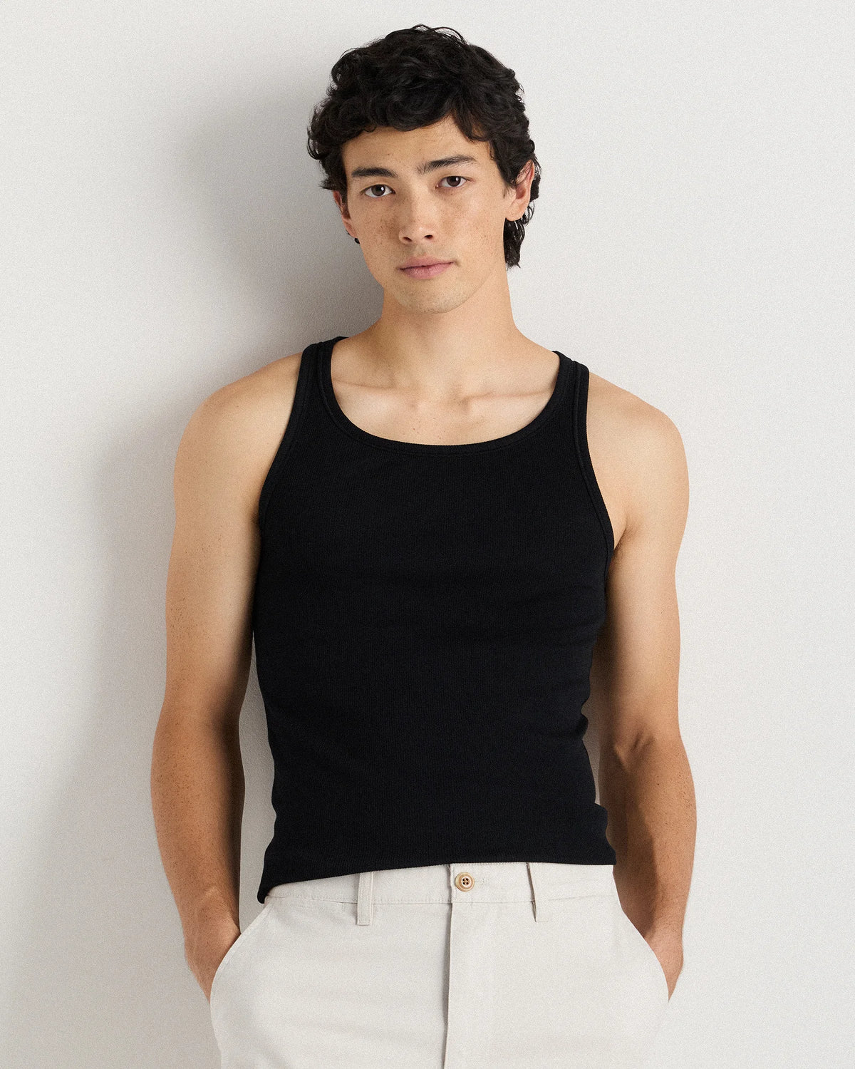 Organic Cotton Ribbed Tank Top (3-Pack) - S / True Black Main image
