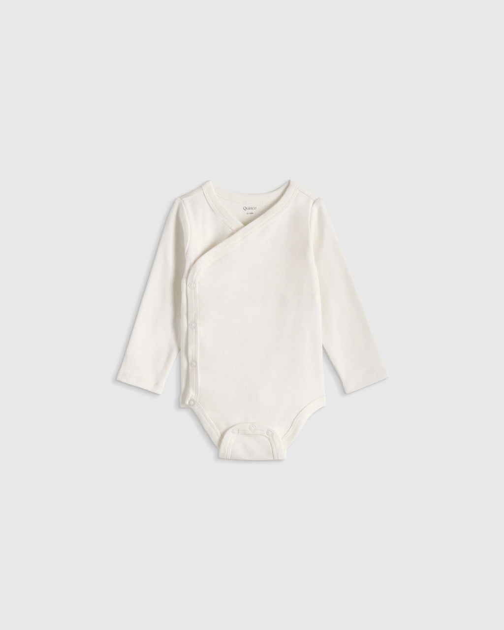 100% Organic Cotton Long Sleeve Kimono Bodysuit - 0-3M / Safari
