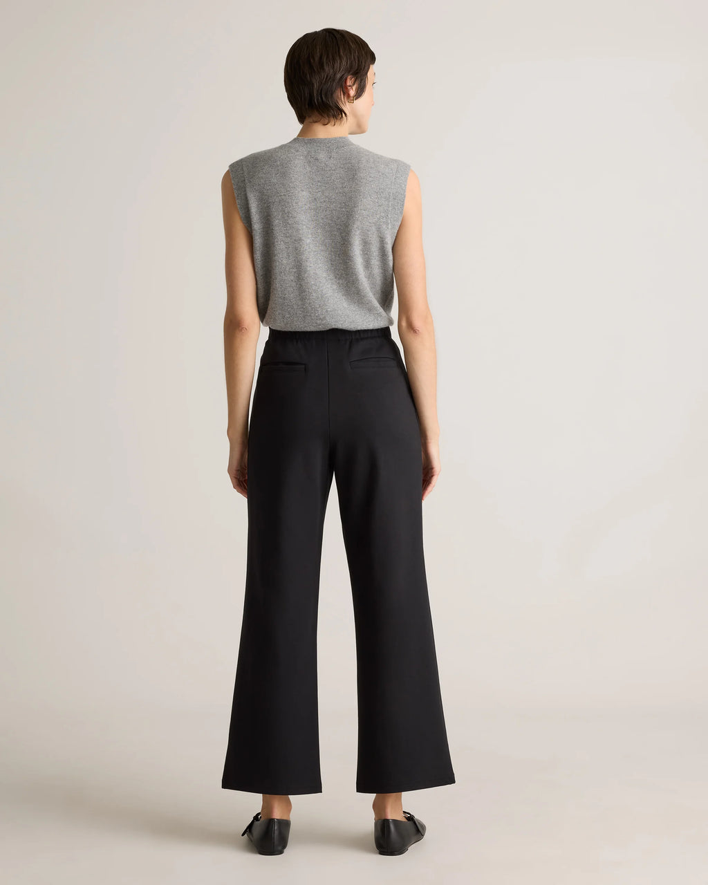 Organic Cotton Double Knit Wide Leg Pants - XS / Bold Black