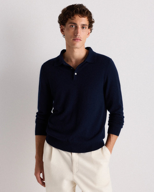Mongolian Cashmere Polo Sweater - S / True Navy