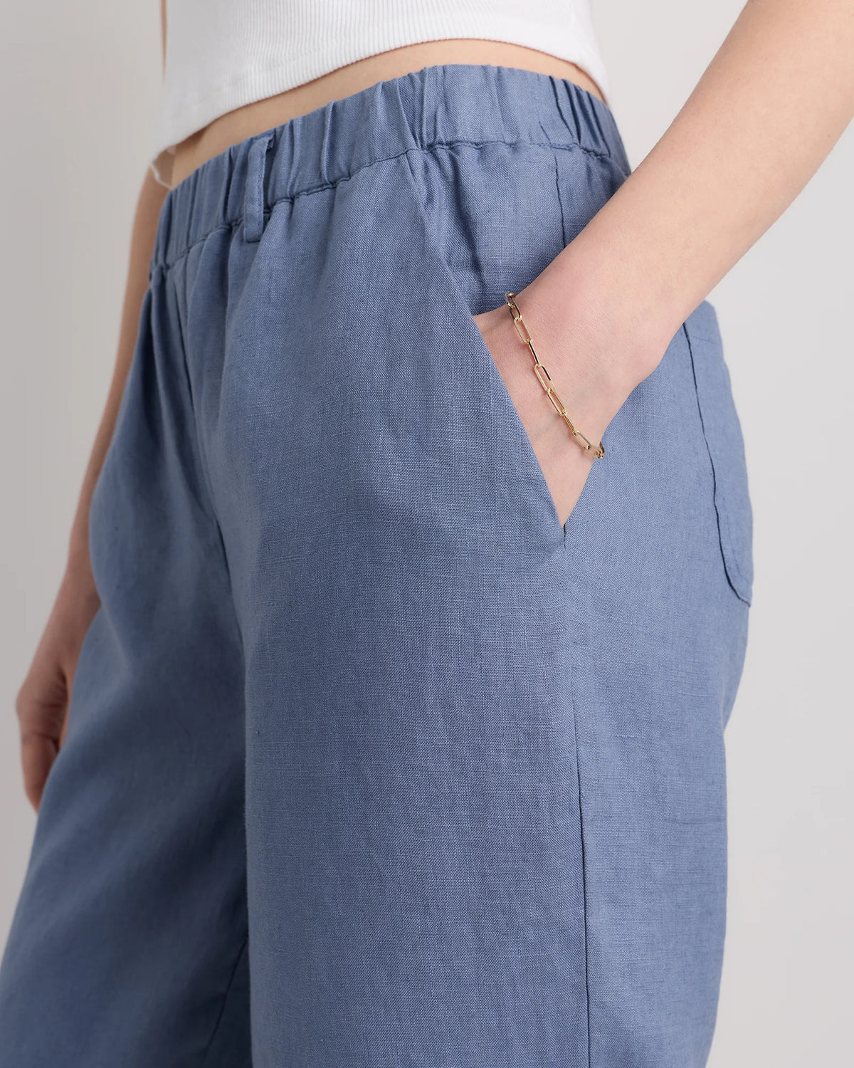 100% European Linen Pants - XS / White