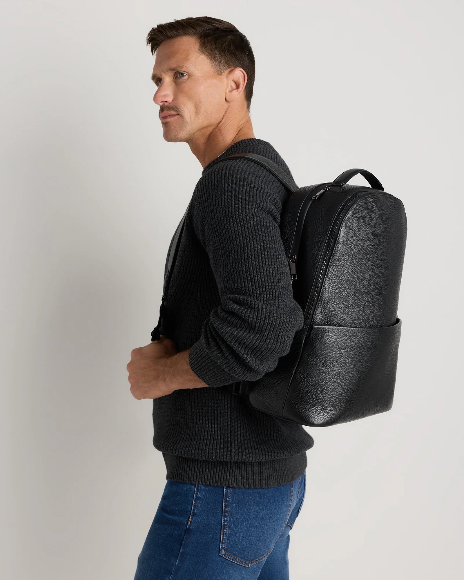 Excursion Italian Leather Laptop Backpack - One Size / Black Secondary image