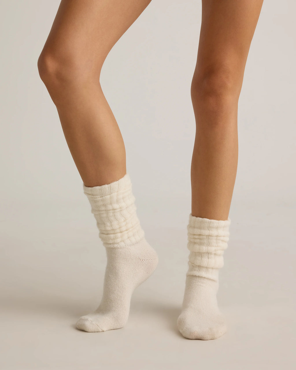 Mongolian Cashmere Slouch Sock - XS/S / Ivory