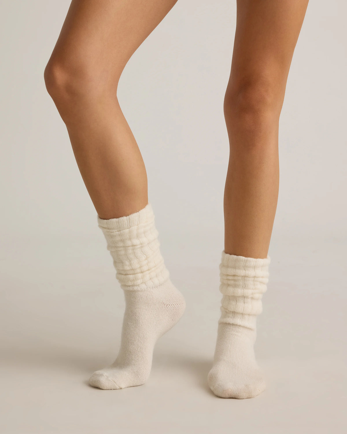 Mongolian Cashmere Slouch Sock - XS/S / Ivory