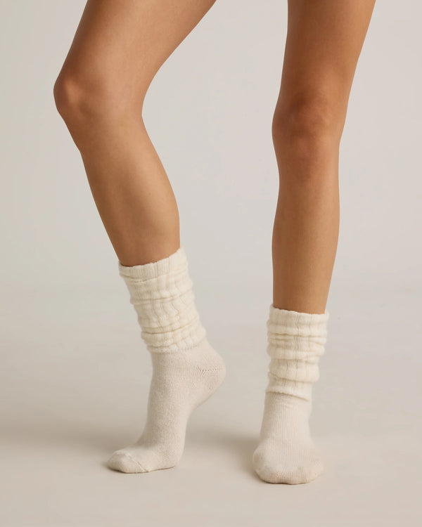 Mongolian Cashmere Slouch Sock - XS/S / Ivory