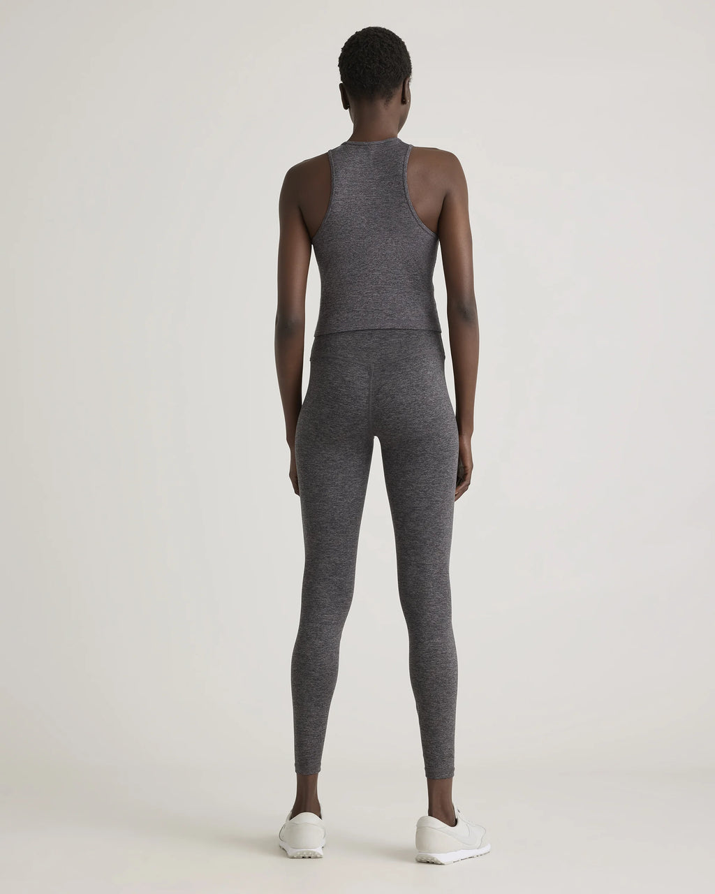 Ultra-Soft High Neck Cropped Tank - XS / Heather Charcoal