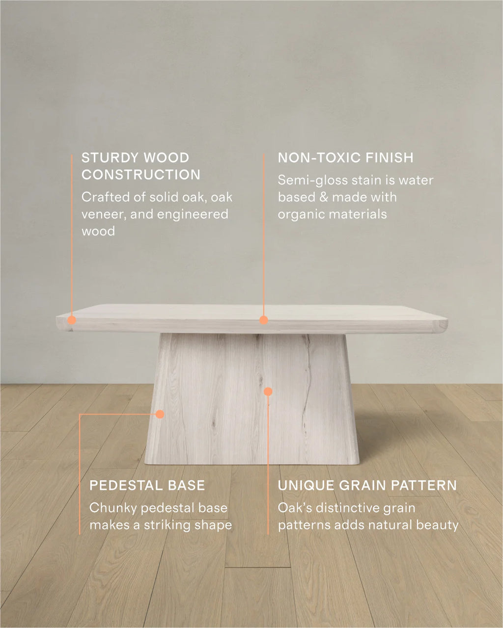 Rustic Oak Plinth Dining Table - 71" / Natural