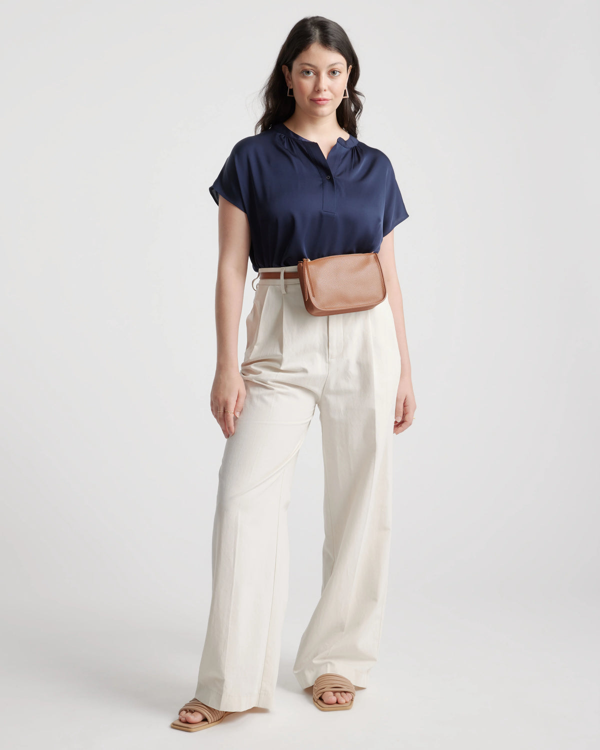 100% Italian Nappa Leather Belt Bag - S/M / Cognac