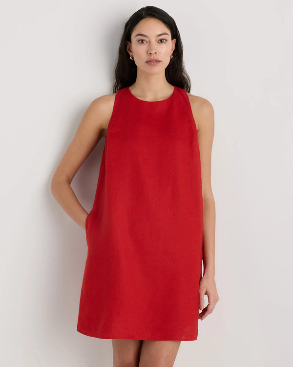100% European Linen Tank Mini Dress - XS / Martini Olive