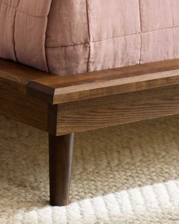 Solid Wood Midcentury Platform Bed - Queen / Chestnut Ash