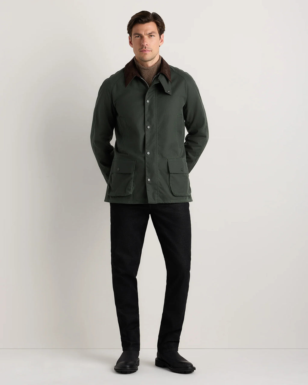 Organic Waxed Cotton Barn Jacket - S / Rustic Olive