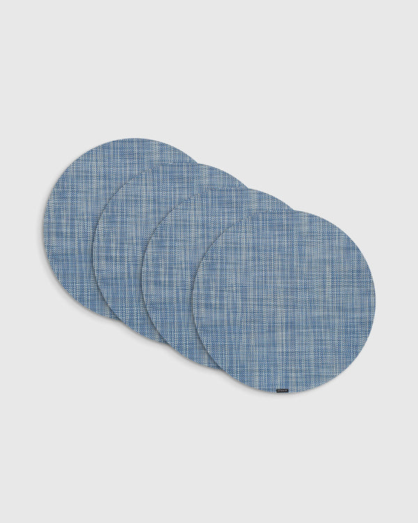 Mini Basketweave Easy-Care Round Placemat, Set of 4 by Chilewich - One Size / Parchment