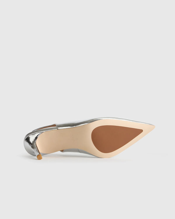 Italian Leather Slingback 75mm Heel - 5 / Black