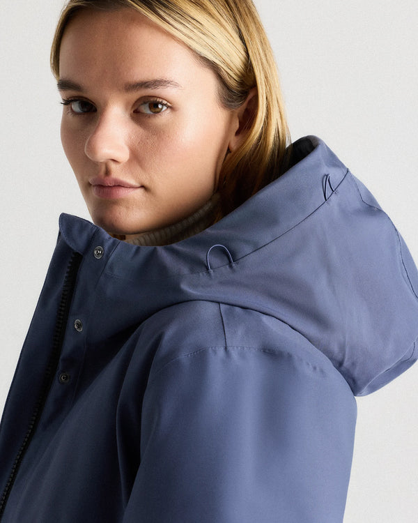 Responsible Down Hooded Long Parka - XS / Storm Blue