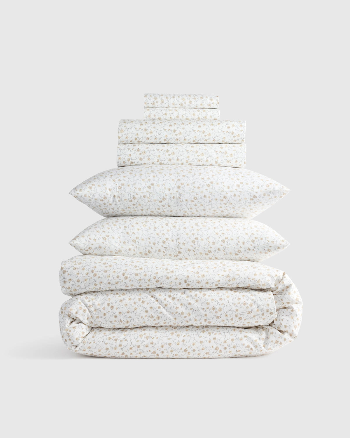 Organic Crisp Percale Floral Deluxe Bedding Bundle - Twin / Toffee Florette Main image
