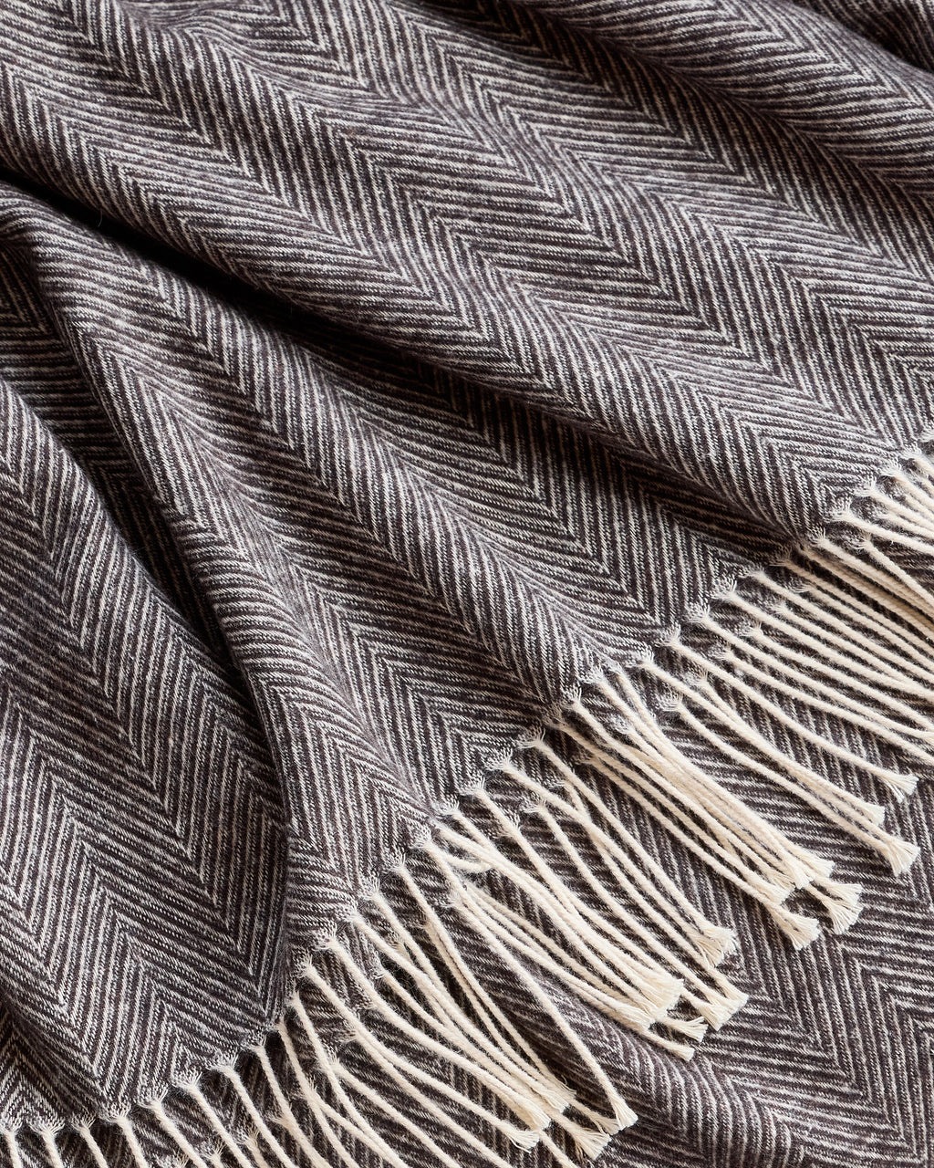Lightweight Italian Cotton Herringbone Throw - One Size / Mushroom