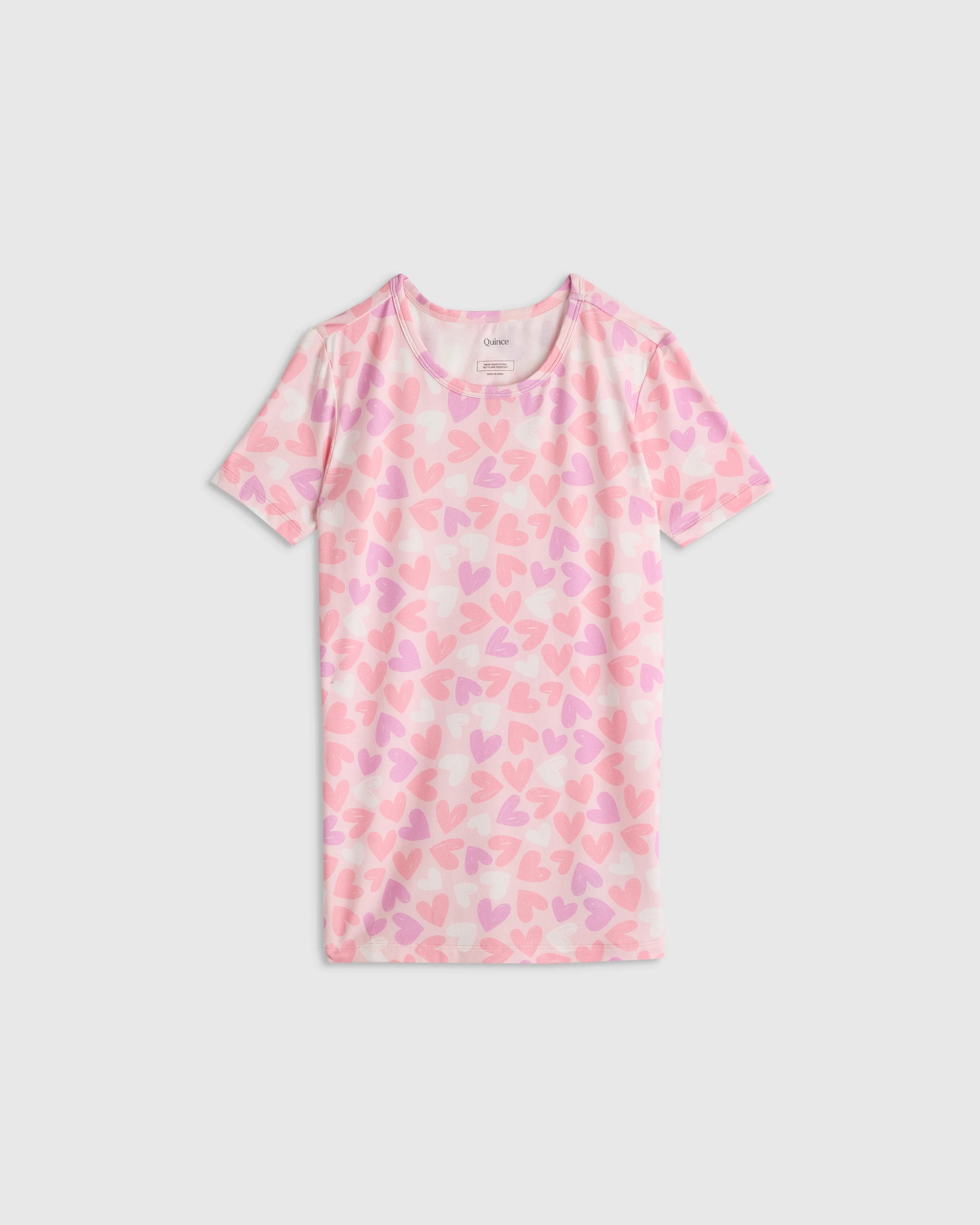 Bamboo Short Sleeve and Shorts Pajama Set - 6 / Lavender Hearts Secondary image