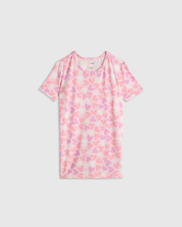 Bamboo Short Sleeve and Shorts Pajama Set - 6 / Lavender Hearts