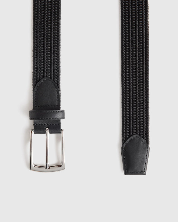 James Woven Stretch Belt - 30 / Black
