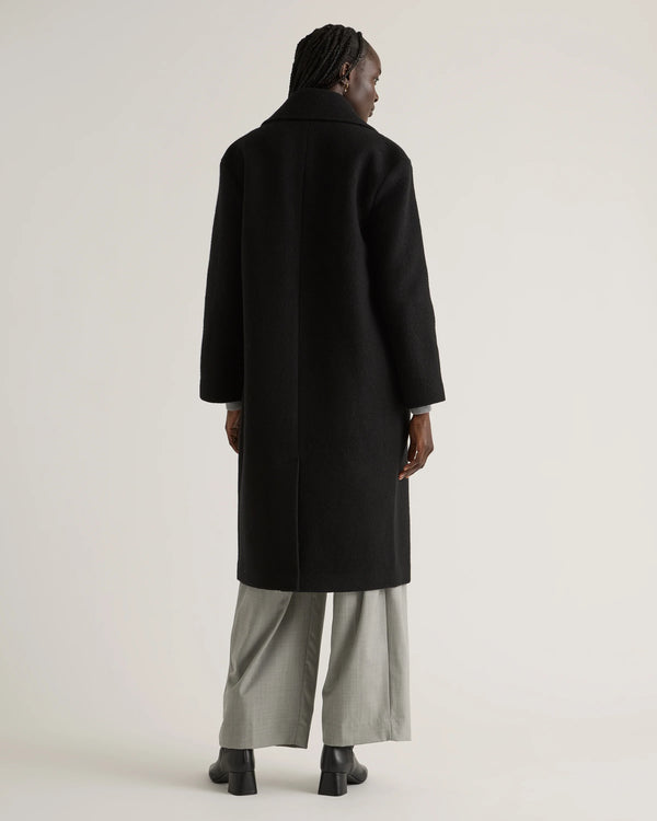 100% Merino Wool Shawl Collar Long Coat - XS / Heather Bone