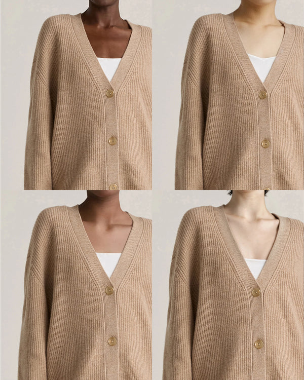 Mongolian Cashmere Oversized Boyfriend Cardigan Sweater - XS / Brown