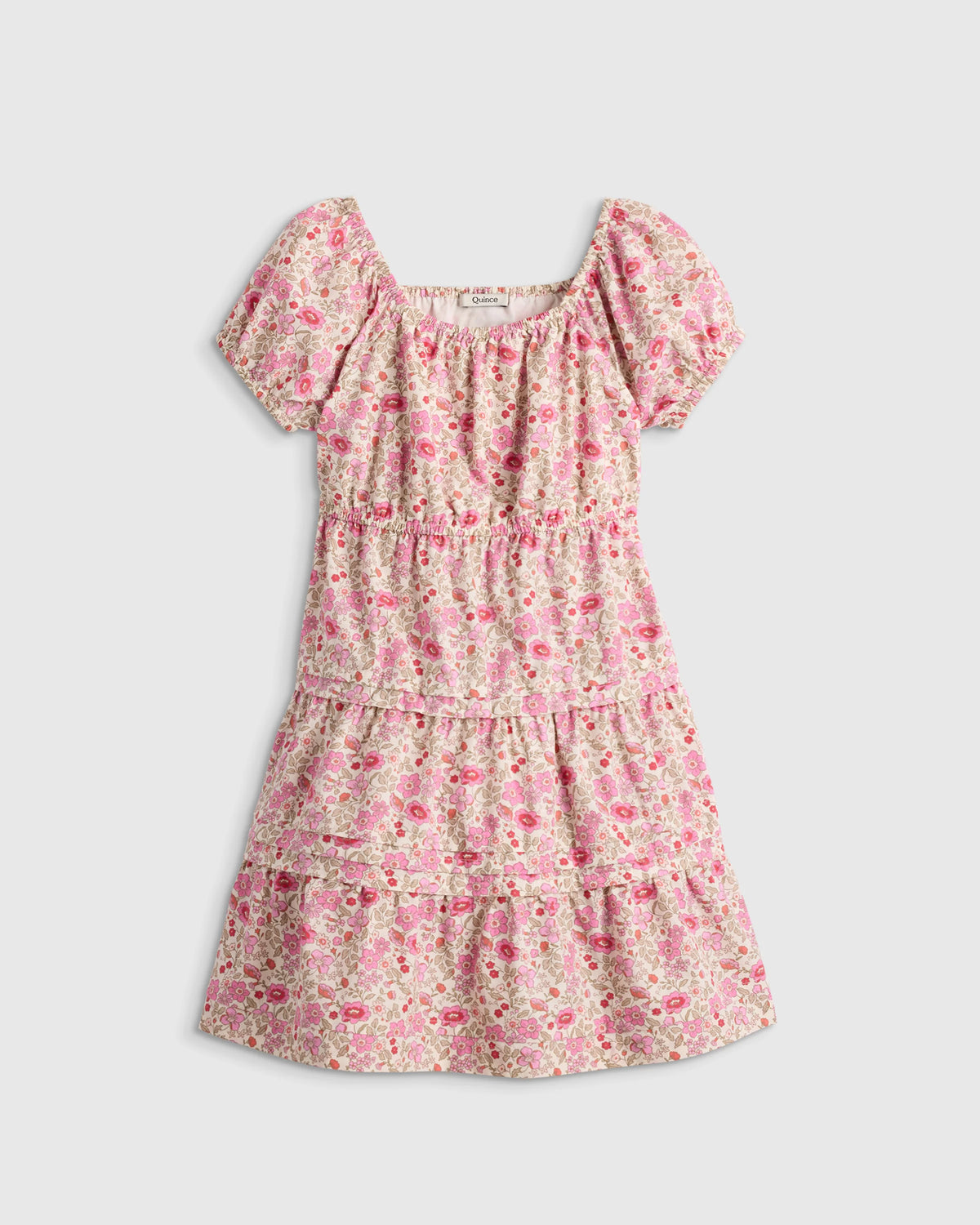 100% Organic Cotton Poplin Tiered Dress - 6 / Wildflower Botanical