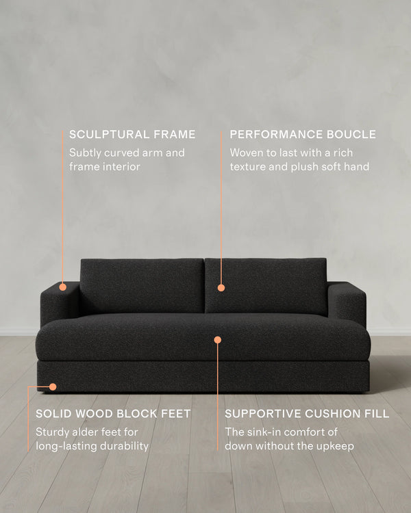 Sierra Curved Arm Sofa in Performance Boucle - 7ft / Linen