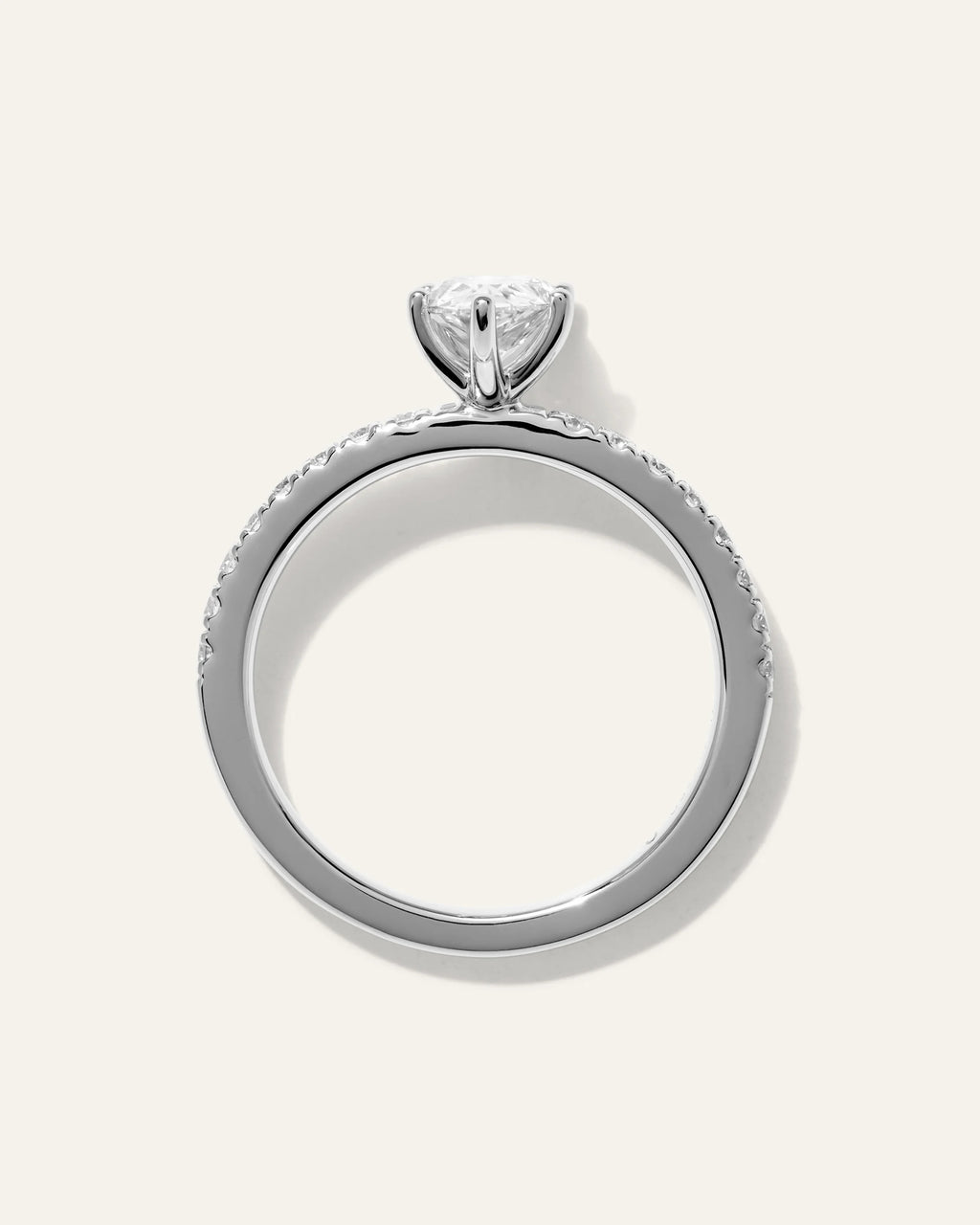 Lab Grown Diamond Pear Petite Pave Engagement Ring - 1ct - 4 / Yellow Gold