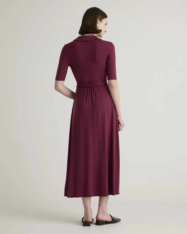 Tencel Jersey Midi Wrap Dress - XS / Brown