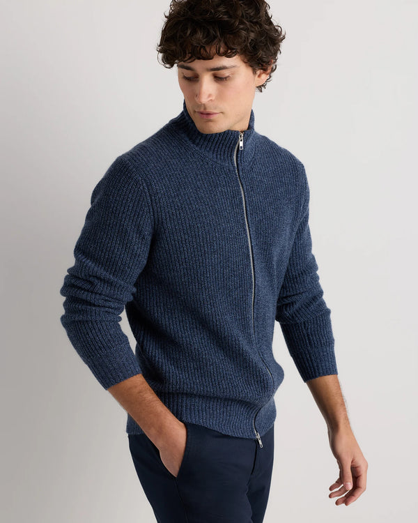 Mongolian Cashmere Fisherman Full Zip Sweater - S / Teak