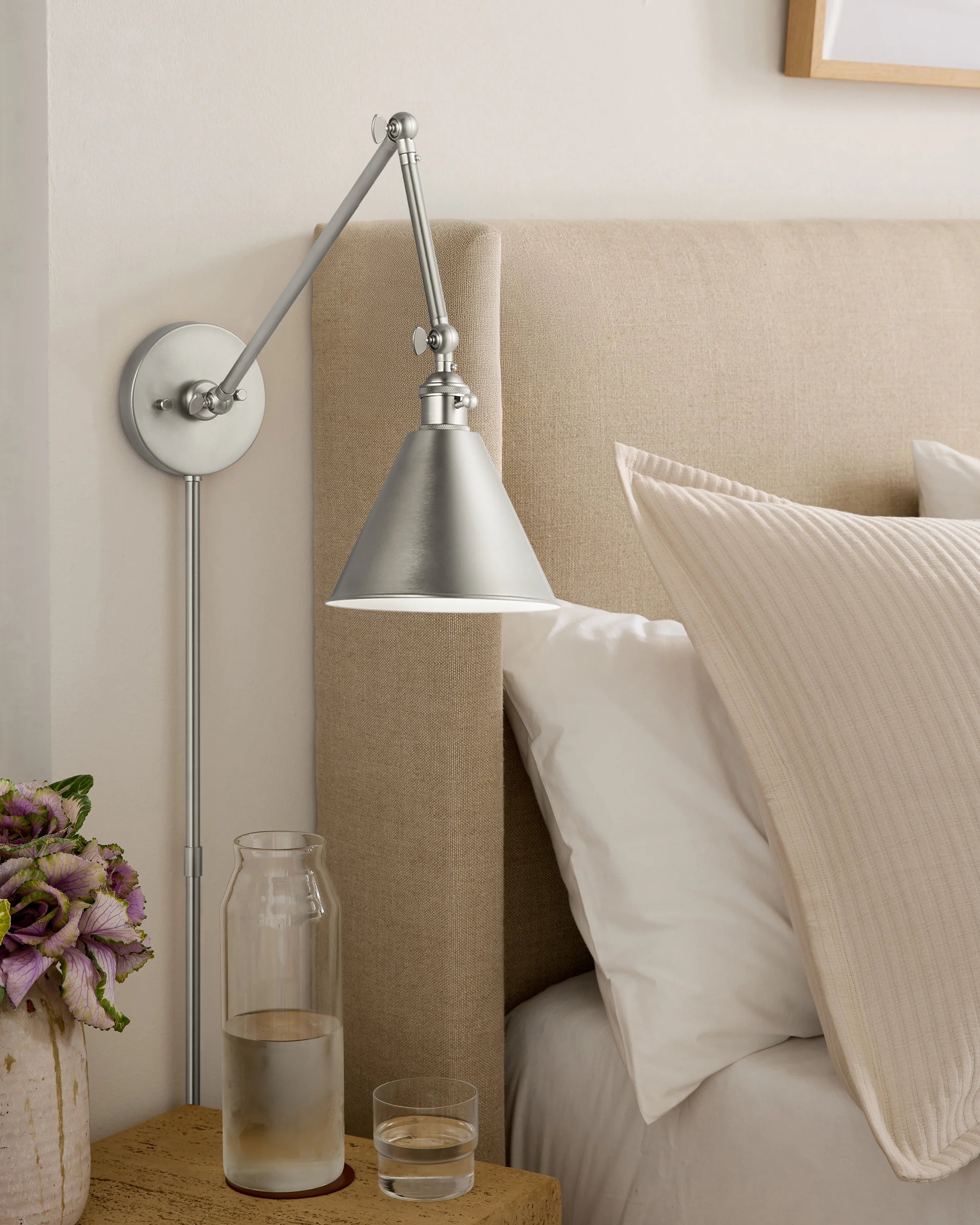 Articulating Double Arm Steel Wall Sconce - One Size / Silver Secondary image