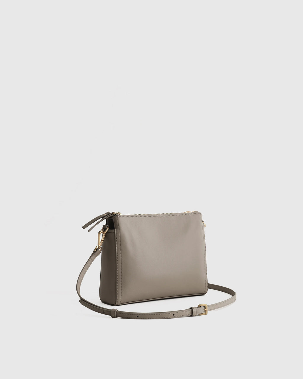 Italian Leather Triple Compartment Crossbody - One Size / Black