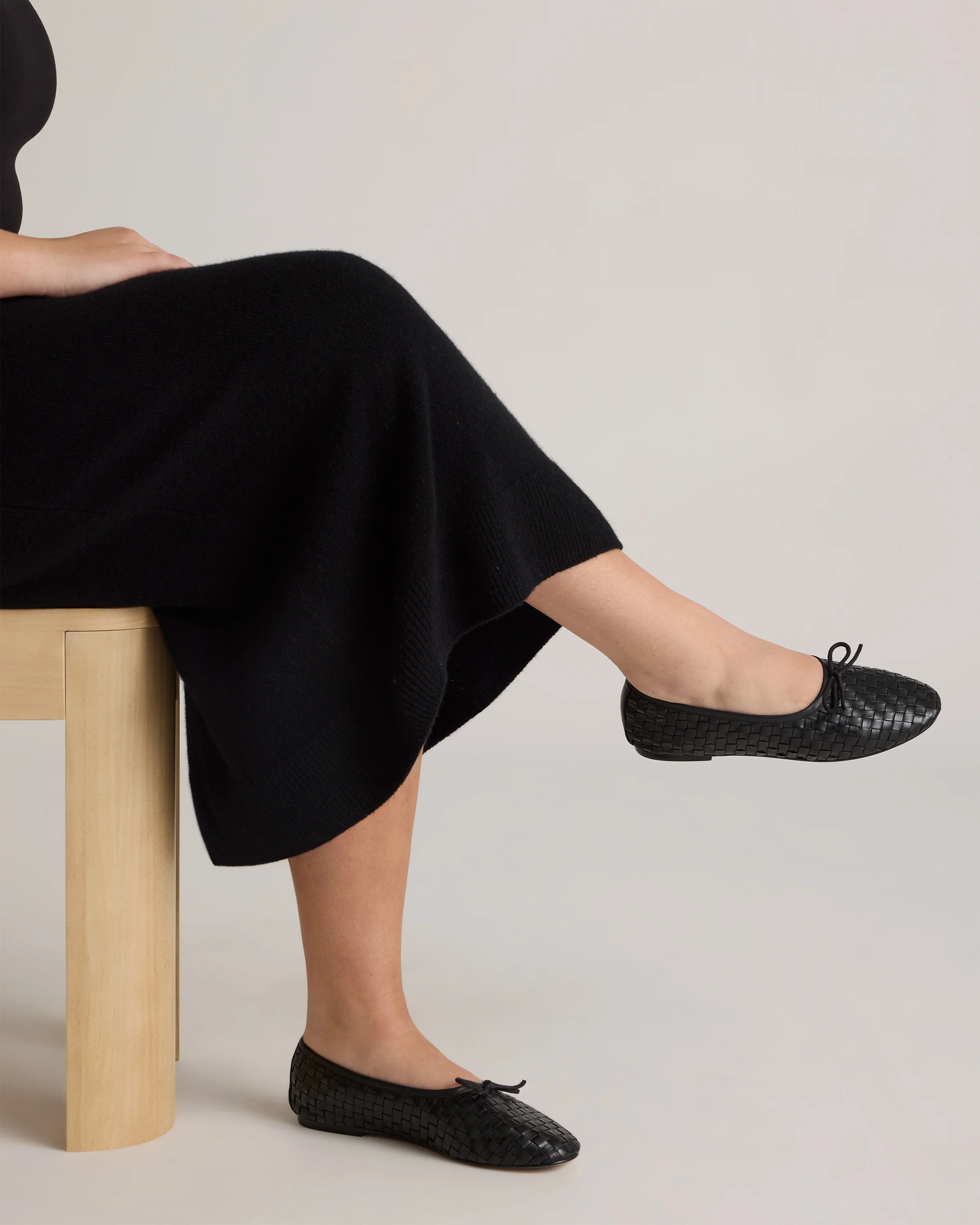 Italian Leather Handwoven Ballet Flat - 5 / Black Secondary image