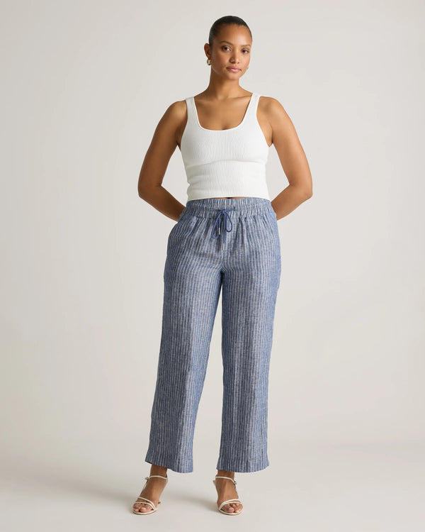 100% European Linen Wide Leg Pants - XS / Bayberry Olive