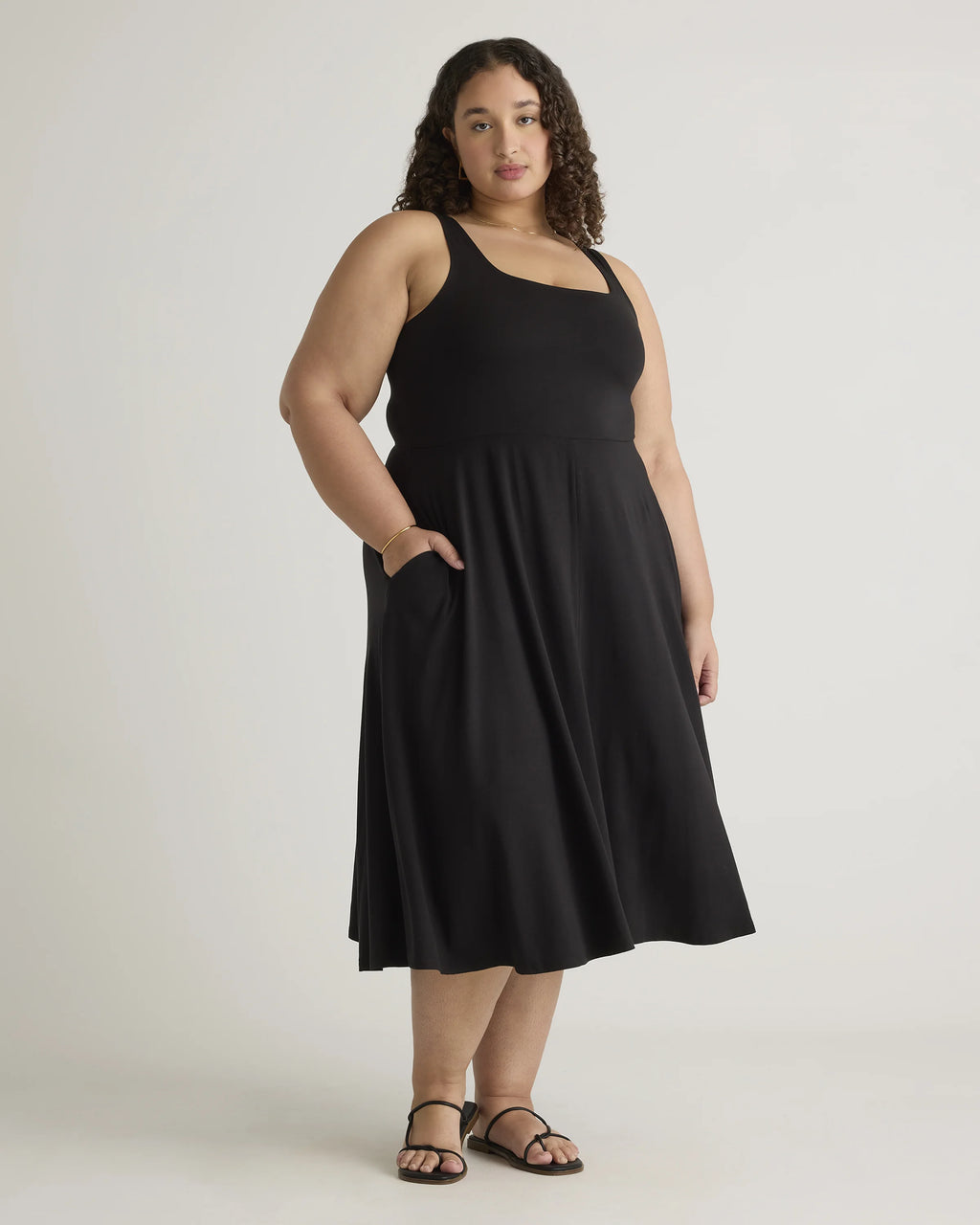 Tencel Jersey Fit & Flare Dress - 1X / Brown