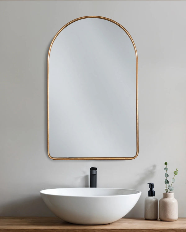 Arched Metal Framed Wall Mirror - One Size / Silver Metal Frame