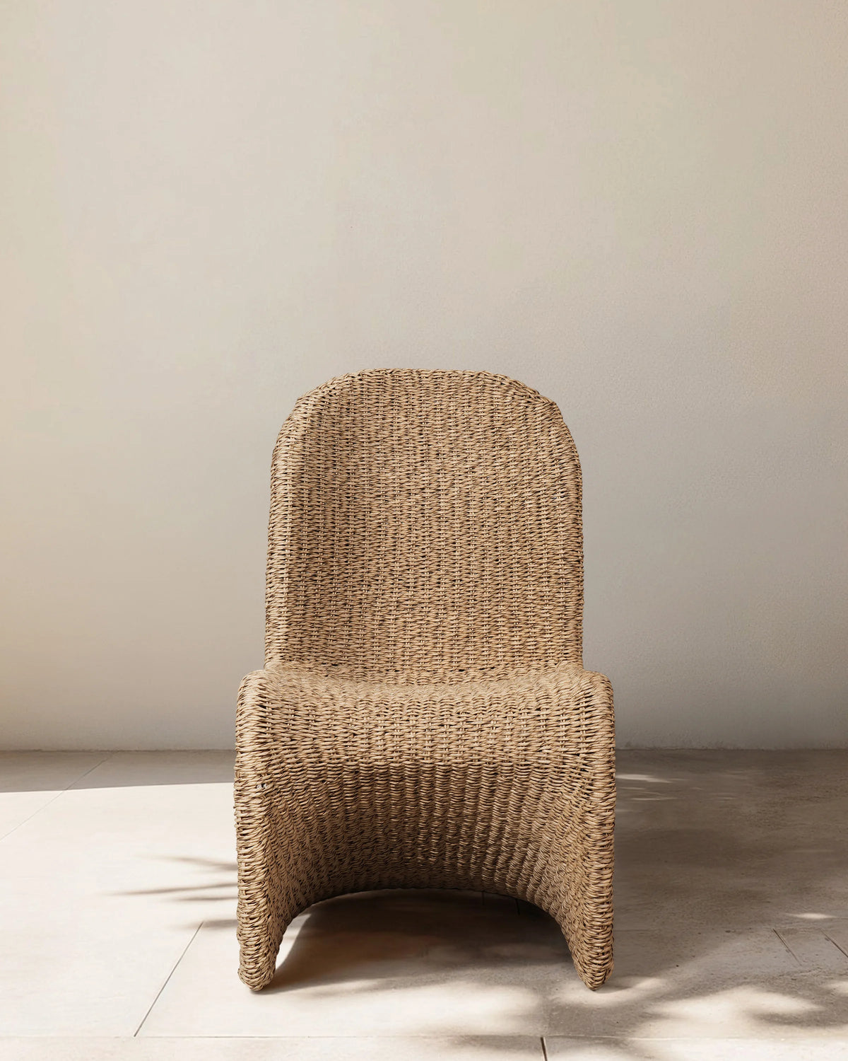 Curved All-Weather Wicker Indoor/Outdoor Dining Chair - One Size / Natural Main image