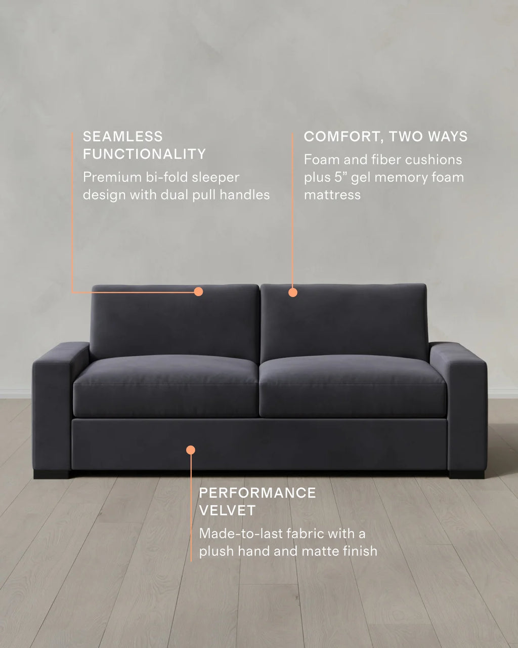 Stillman Sleeper Sofa in Performance Velvet - Queen / Java
